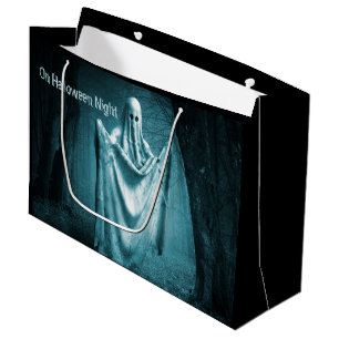 Grand Sac Cadeau Fête d'Halloween Fantôme noir bleu nuit noir