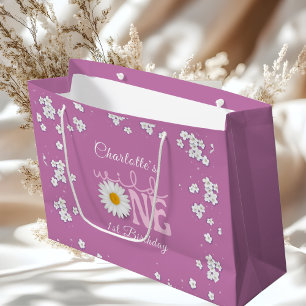 Grand Sac Cadeau Fête du premier anniversaire de Purple Daisy Wild