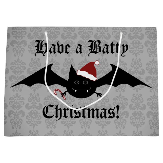 Grand Sac Cadeau Fête gothique de la chauve-souris de Noël (Devant)