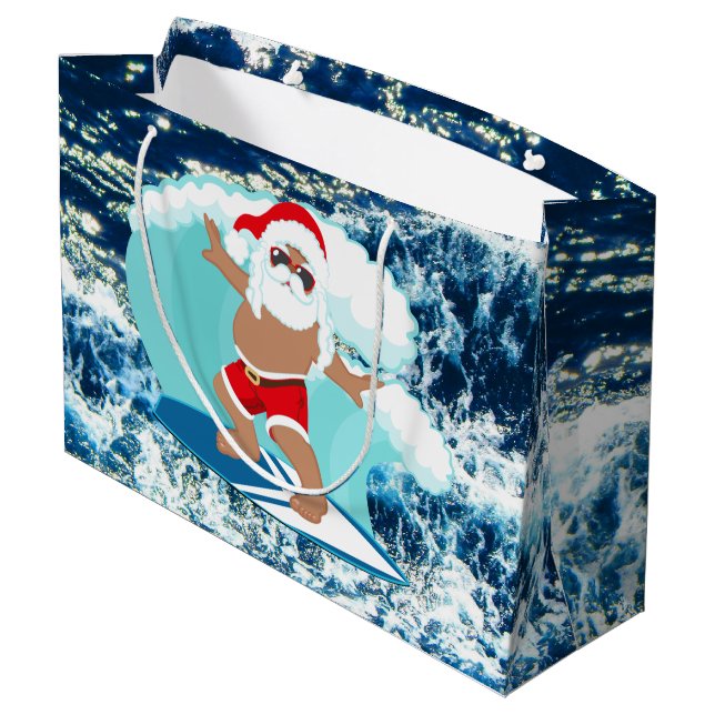 Grand Sac Cadeau fête Noël surf Père Noël Holiday (Dos Angle)