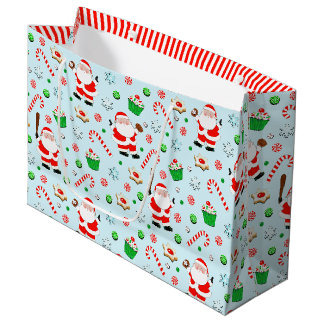 Grand Sac Cadeau Fêtes de Noël de baseball