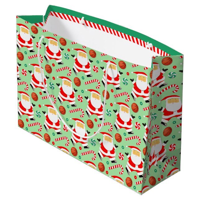 Grand Sac Cadeau Fêtes de Noël de basket-ball (Dos Angle)