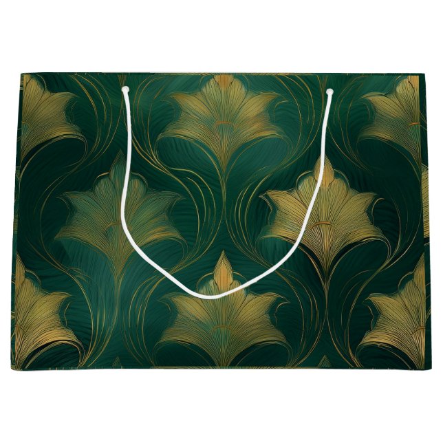 Grand Sac Cadeau Feuille d'or (Devant)