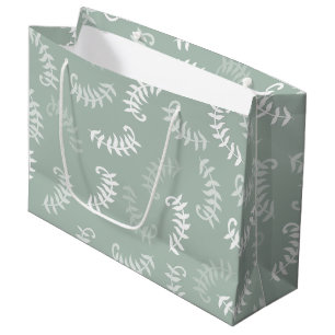 Grand Sac Cadeau Feuilles botaniques verts turquoises