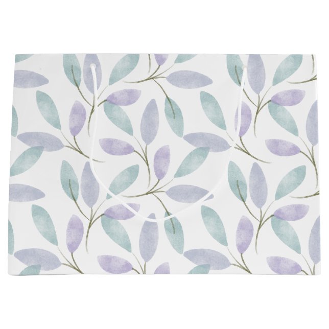 Grand Sac Cadeau Feuilles d'aquarelle de la collection Jennifer (Devant)