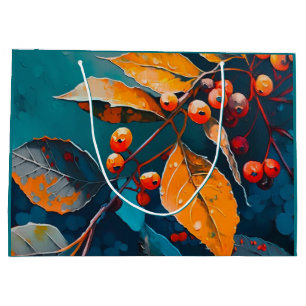 Grand Sac Cadeau Feuilles de bois d'automne. Nature feuillage d'aut