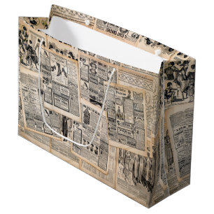 Grand Sac Cadeau Feuilles de découpage de publicités de journaux an