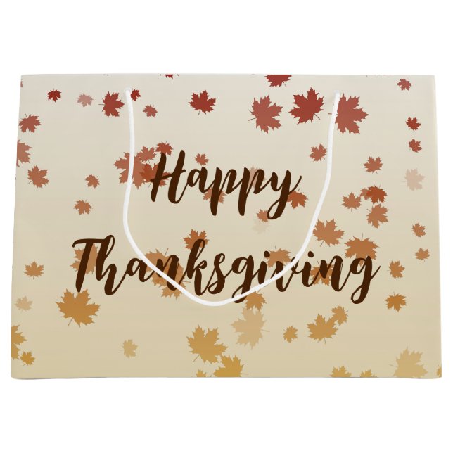 Grand Sac Cadeau Feuilles de l'érable de Thanksgiving (Devant)