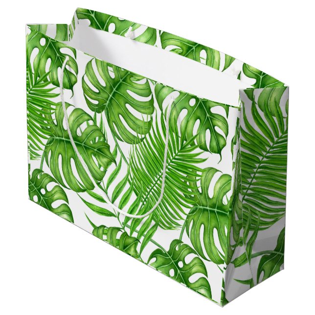 Grand Sac Cadeau Feuilles tropicales (Dos Angle)