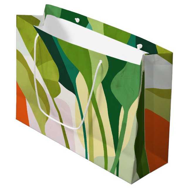 Grand Sac Cadeau Feuilles tropicaux (Devant Angle)