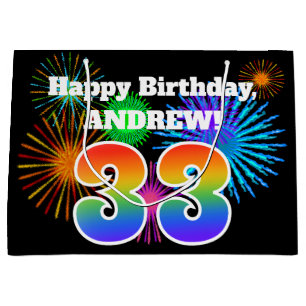 Grand Sac Cadeau Feux d'artifice d'amusement + Motif "33"