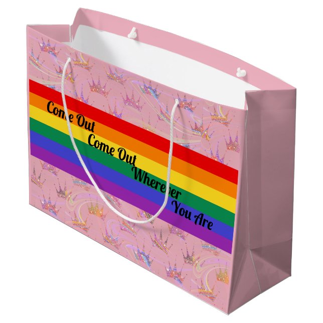 Grand Sac Cadeau Fierté LGBT Arc-en-ciel drapeau Glam Chic Parties  (Dos Angle)