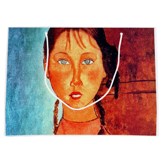 Grand Sac Cadeau Fille avec Pigtails, Modigliani (Devant)