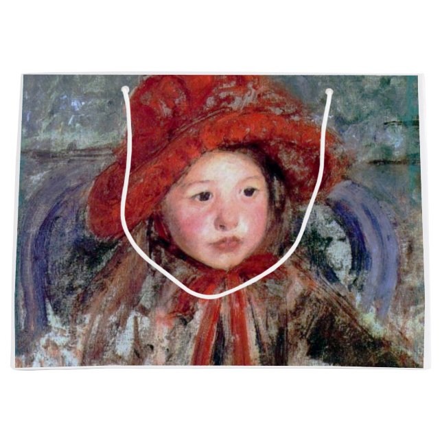 Grand Sac Cadeau Fille dans un grand Casquette rouge, Mary Cassatt (Devant)