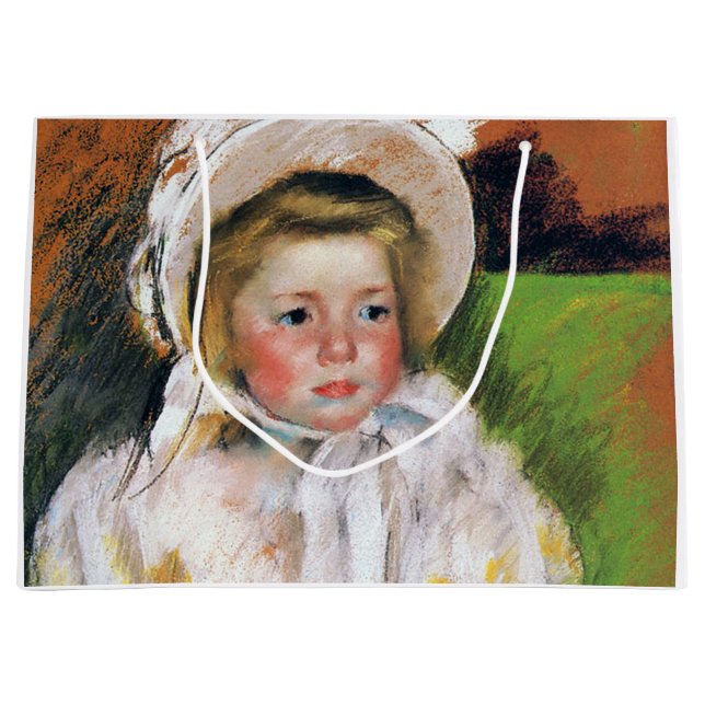 Grand Sac Cadeau Fille dans une Bonnet Blanche, Mary Cassatt (Devant)