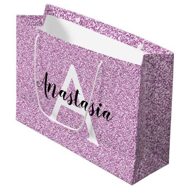 Grand Sac Cadeau Fille Glam Purple Parties scintillant Étincelles N (Devant Angle)
