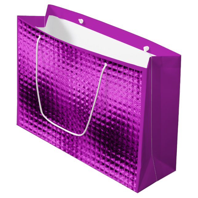 Grand Sac Cadeau Fille parties scintillant violette brillant (Devant Angle)
