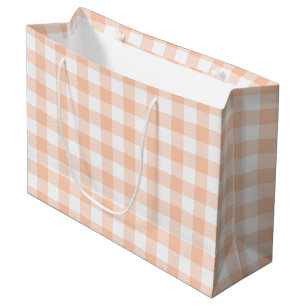 Grand Sac Cadeau Fille Pastel Peach En vichy Plaid