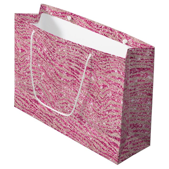 Grand Sac Cadeau Fille rose et Parties scintillant rousse Zebra Ann (Devant Angle)