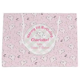 Grand Sac Cadeau Fille rose mignonne Fantômes Bébé Halloween 1er an