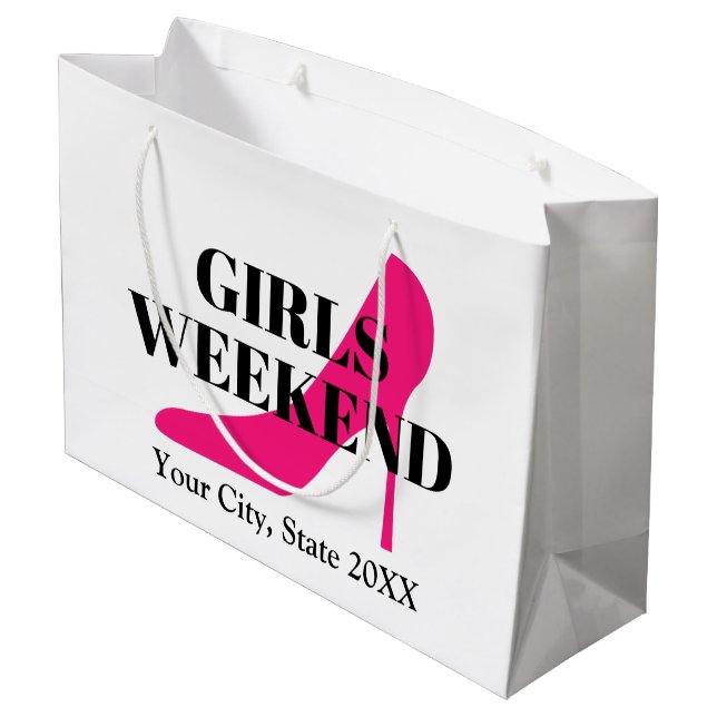 Grand Sac Cadeau Filles week-end voyage rose haut talon stiletto ch (Dos Angle)