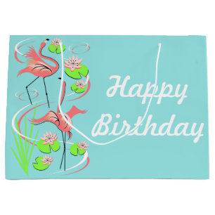 Grand Sac Cadeau Flamant rose Fandango Slim Duo Joyeux anniversaire