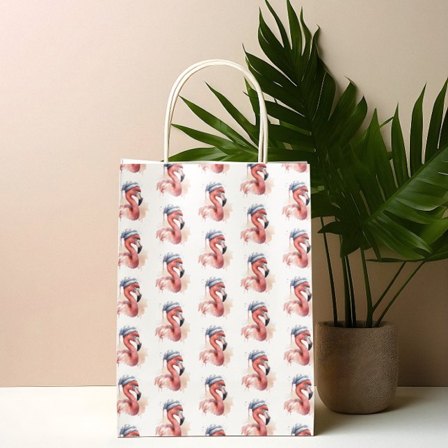 Grand Sac Cadeau Flamant rose père Noël Snowbird (Créateur téléchargé)