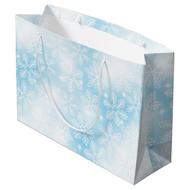 Grand Sac Cadeau Flammes de neige et lumières bleues (Dos Angle)