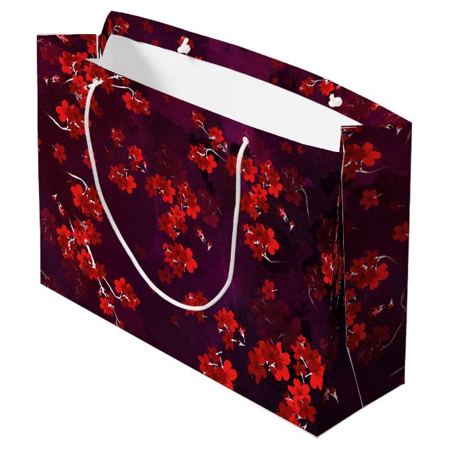 Grand Sac Cadeau Fleur cerise 3 (Dos Angle)
