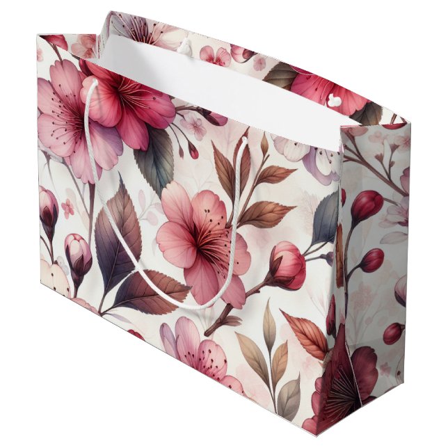 Grand Sac Cadeau Fleur de cerise (Dos Angle)