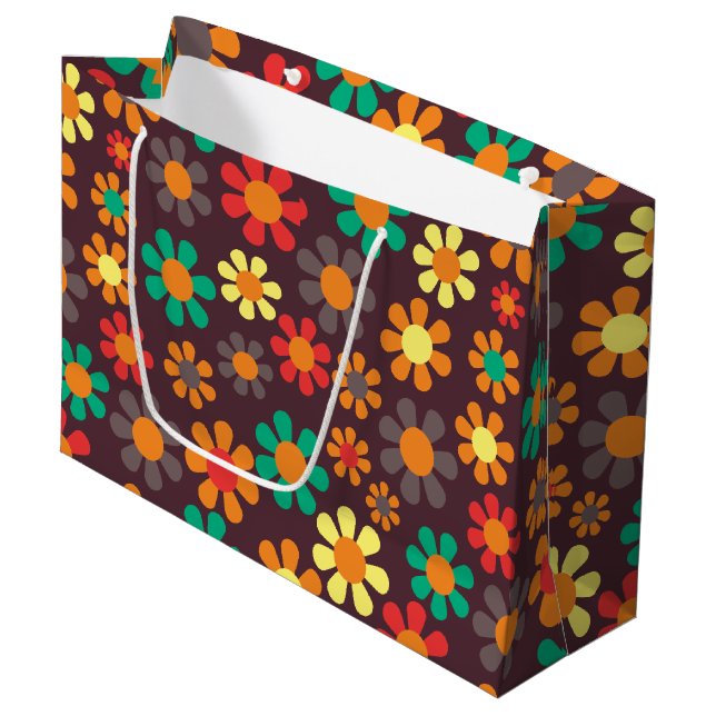 Grand Sac Cadeau Fleur de Hippy (Devant Angle)