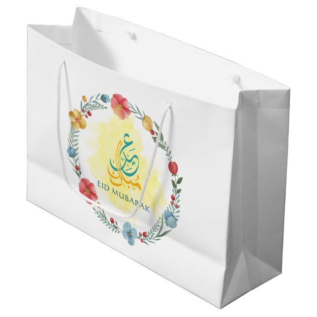 Grand Sac Cadeau Fleur de l'Aïd Moubarak (Devant Angle)