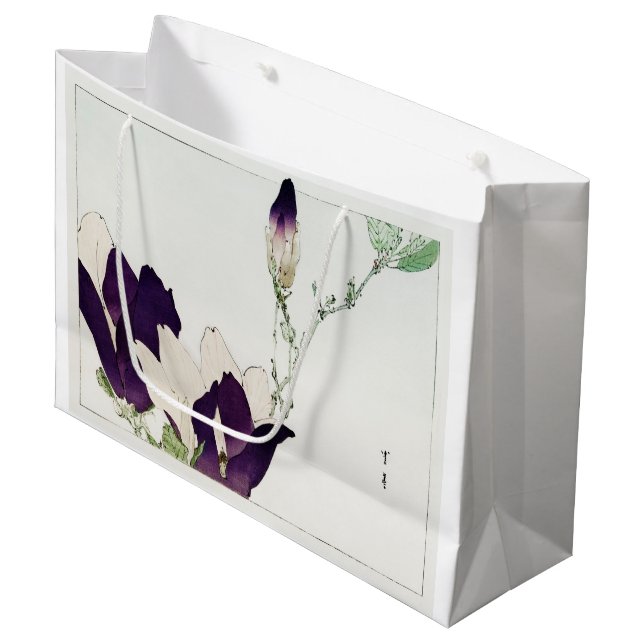 Grand Sac Cadeau Fleur de Magnolia Violet, Watanabe Seitei (Devant Angle)