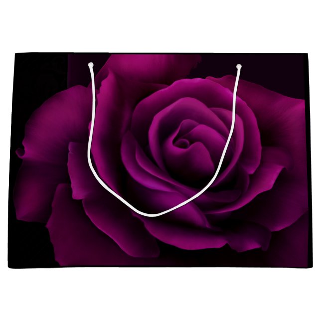 Grand Sac Cadeau Fleur gothique de rose violet-rouge (Devant)