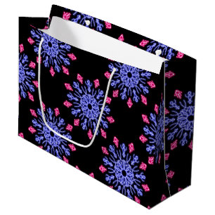 Grand Sac Cadeau Fleur néon bleue et rouge