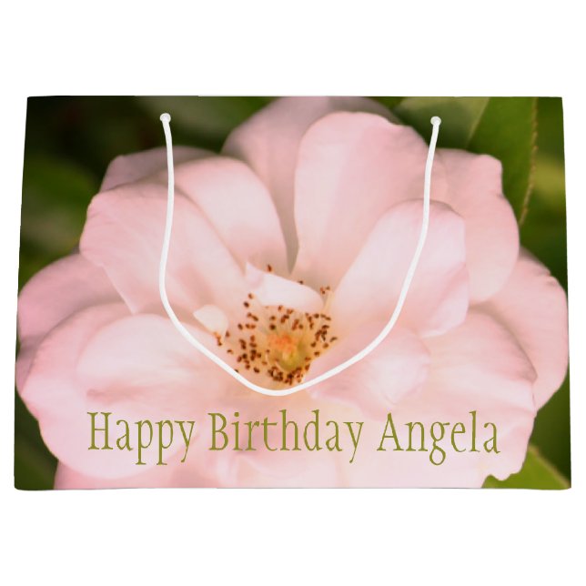 Grand Sac Cadeau Fleur rose complète (Devant)