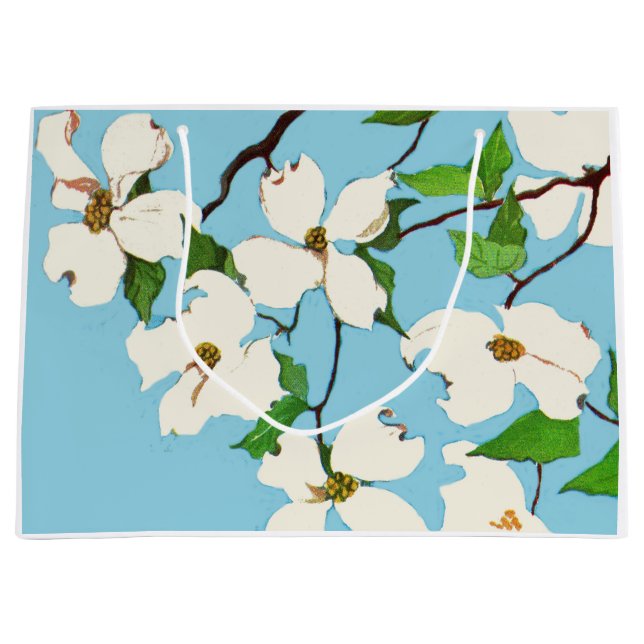 Grand Sac Cadeau fleurs de bois (Devant)