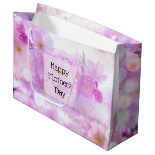 Grand Sac Cadeau Fleurs de fleurs de cerisier rose Photo Fête des m