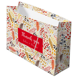 Grand Sac Cadeau Fleurs de forêt sauvage Fougères Champignons Feuil