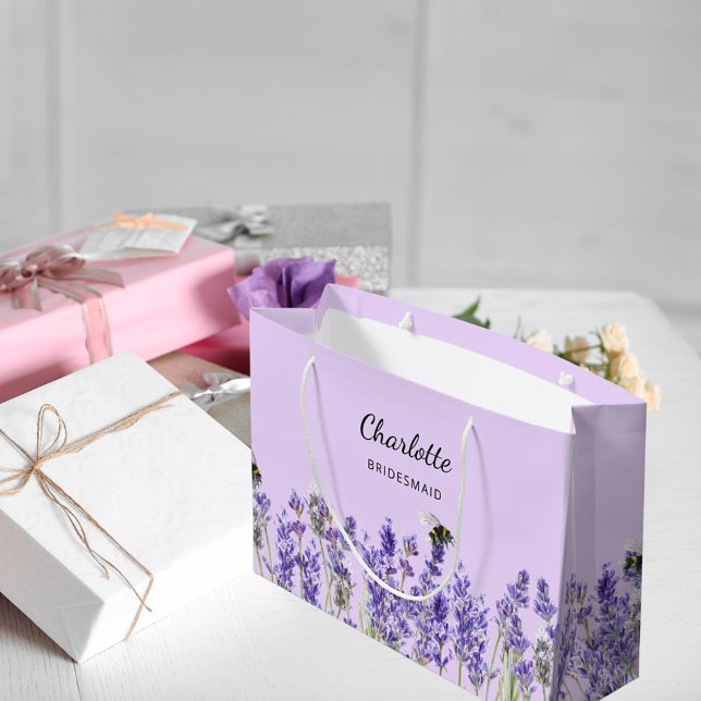 Grand Sac Cadeau Fleurs de lavande violette bridesmaid (Créateur téléchargé)