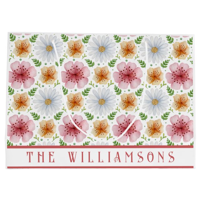 Grand Sac Cadeau Fleurs de Printemps Joyeuses Pâques (Dos)