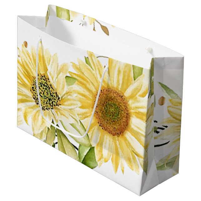 Grand Sac Cadeau Fleurs de soleil doux (Devant Angle)