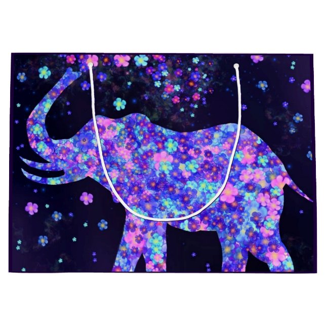 Grand Sac Cadeau Fleurs d'éléphants - Ajoutez votre photo / texte / (Devant)