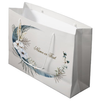 Grand Sac Cadeau Fleurs d'orchidée blanche Boho Fête élégante Lune 