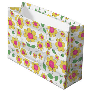 Grand Sac Cadeau Fleurs enfants peignent le design de printemps heu