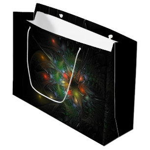 Grand Sac Cadeau Fleurs imaginaires fractales douces et tendres