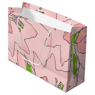 Grand Sac Cadeau Fleurs rose et vert AKA Sorority