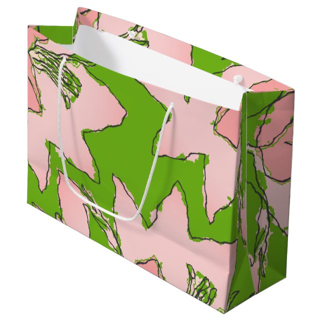 Grand Sac Cadeau Fleurs rose et vert AKA Sorority (Devant Angle)