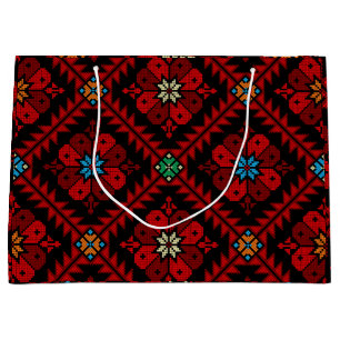 Grand Sac Cadeau Fleurs rouges Palestine Broderie tatreez Motif