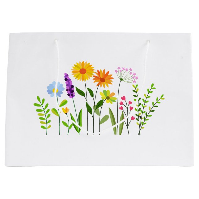 Grand Sac Cadeau Fleurs sauvages de printemps et d'été (Devant)